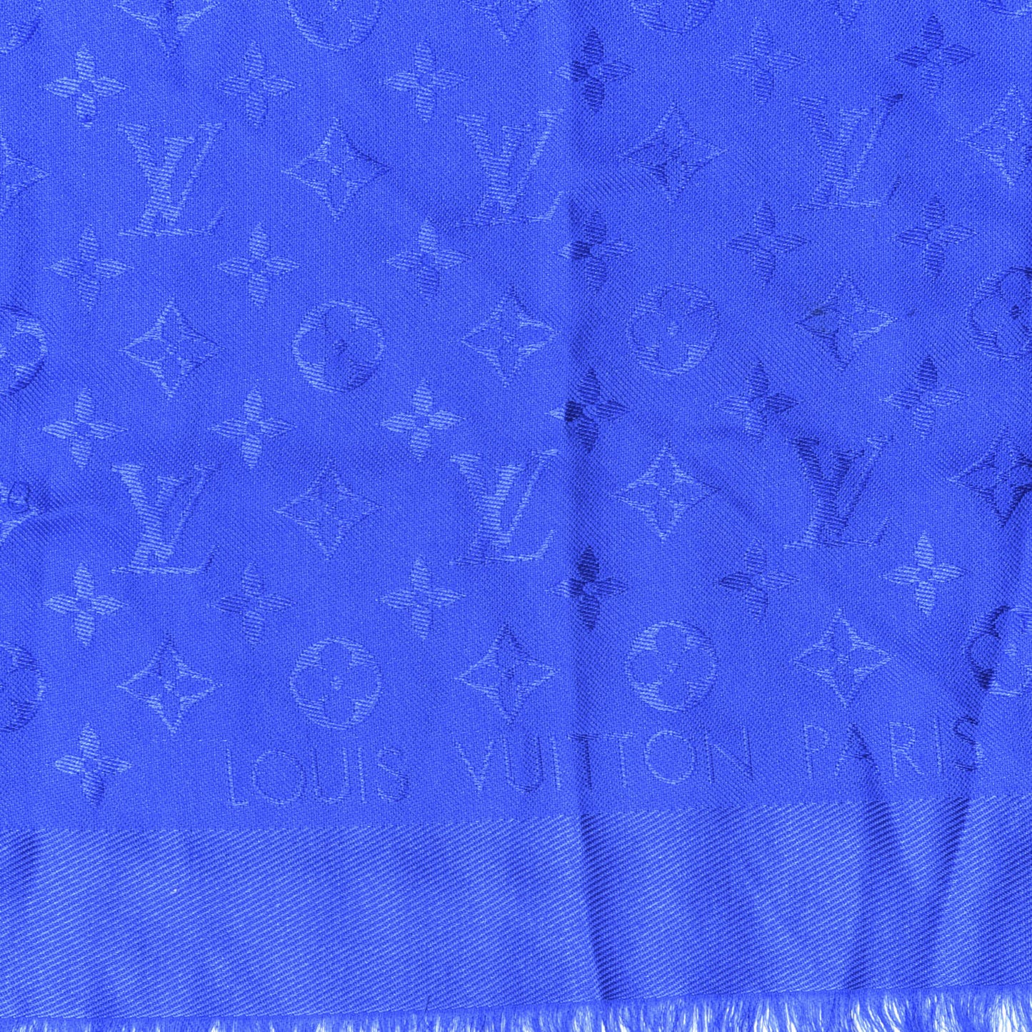 Wool Silk Monogram Shawl Blue