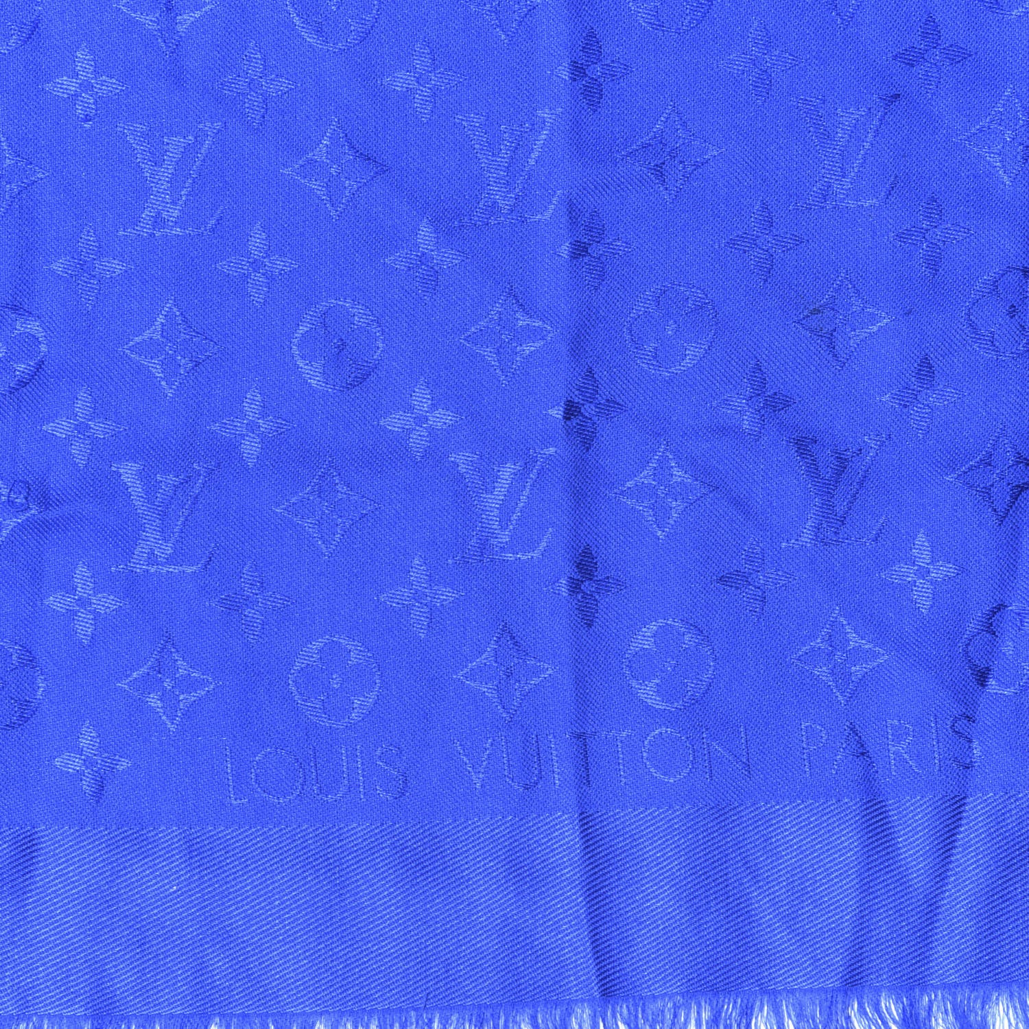 Louis Vuitton Wool Silk Monogram Shawl Blue 2 of 3