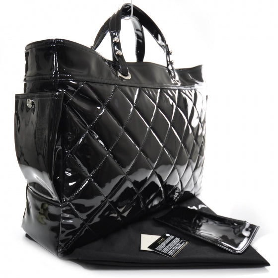 Vinyl Quilted Paris Biarritz XL Tote Black