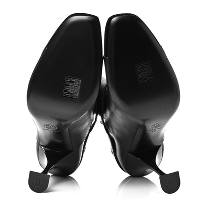 Chanel Lambskin Velvet Cap Toe Logo Short Boots 40 Black 5 of 8