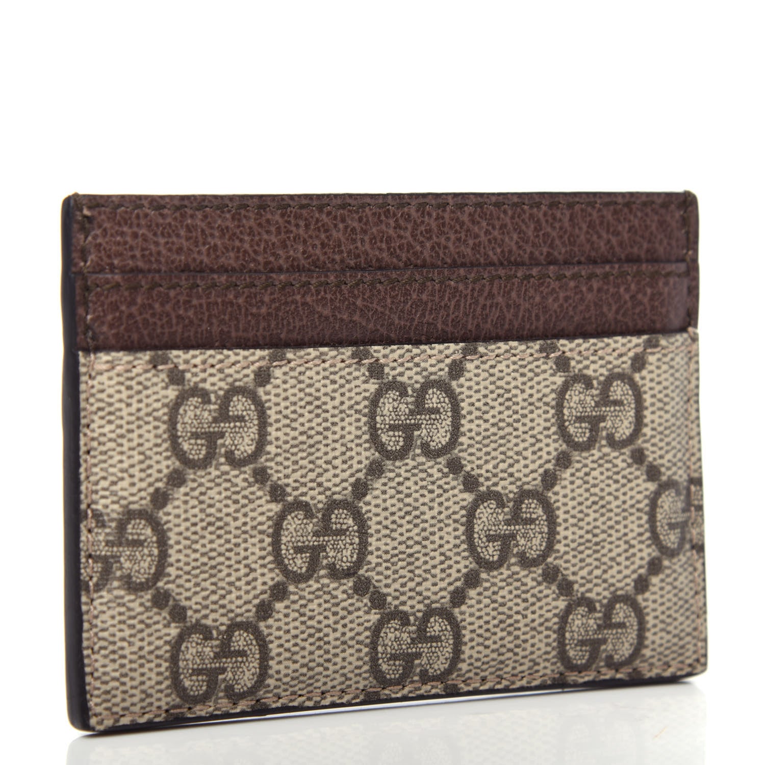 Gucci GG Supreme Monogram Textured Dollar Calfskin Ophidia Card Holder Beige Ebony New Acero 3 of 6