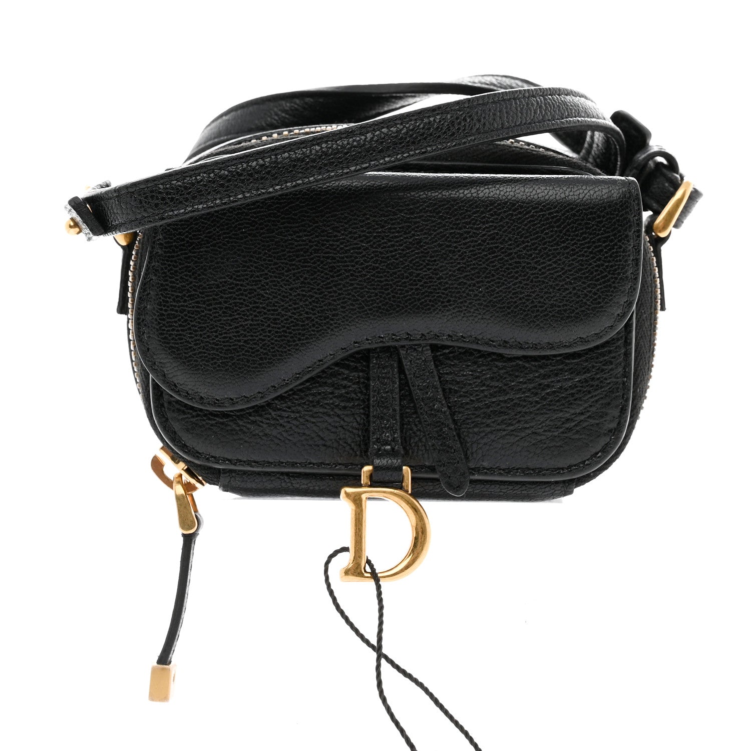 Christian Dior Goatskin Mini Saddle Shoulder Strap Pouch Black 1 of 9