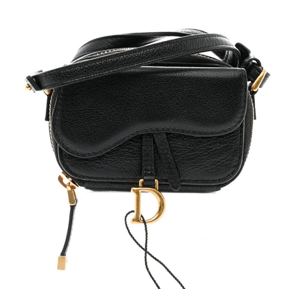 Christian Dior Goatskin Mini Saddle Shoulder Strap Pouch Black 1 of 9