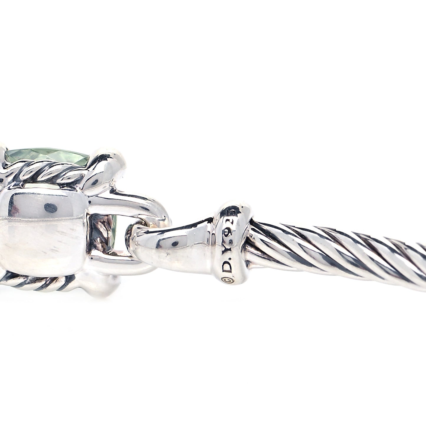 Sterling Silver Prasiolite Diamond 8mm Chatelaine Bracelet