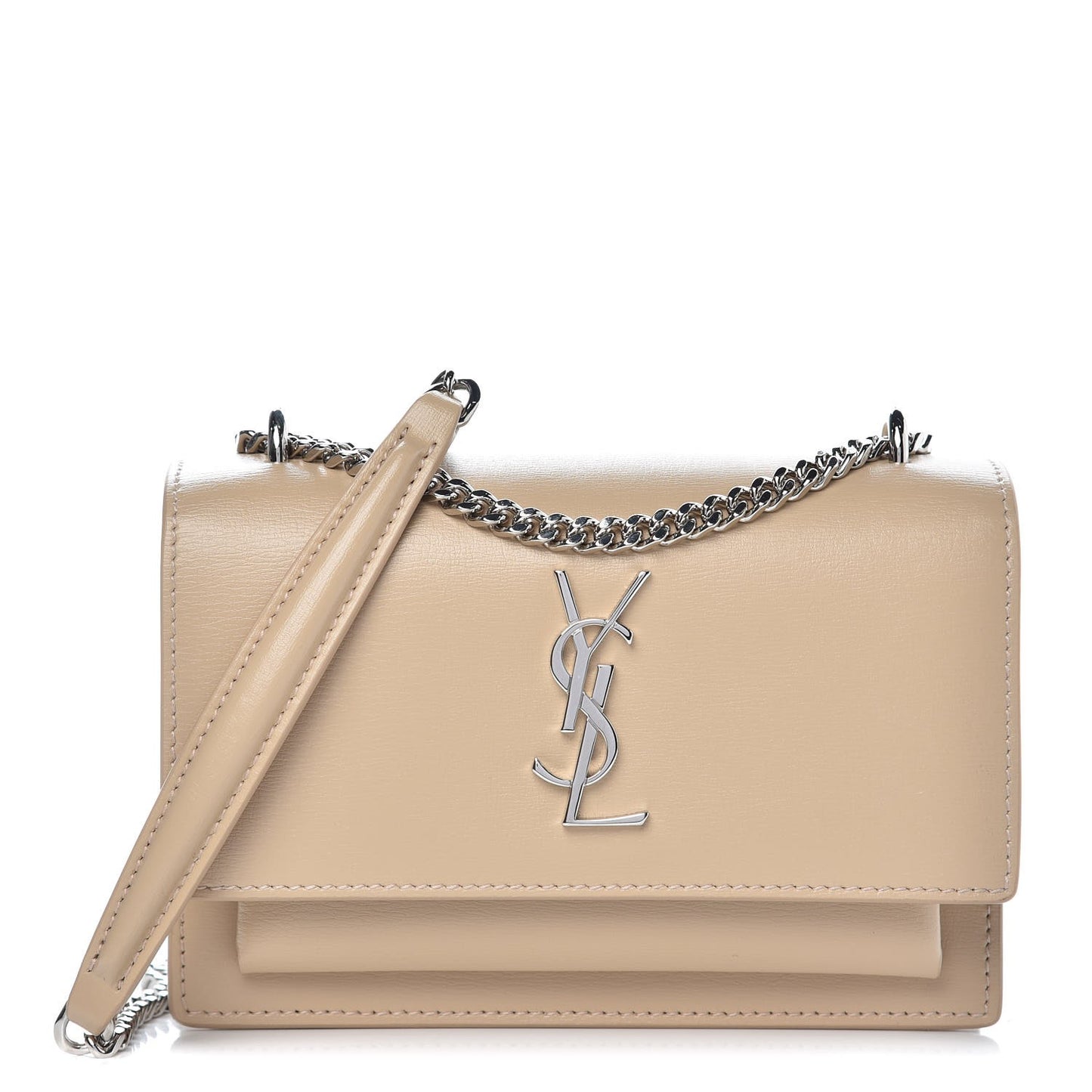 Calfskin Monogram Sunset Chain Wallet Nude Powder