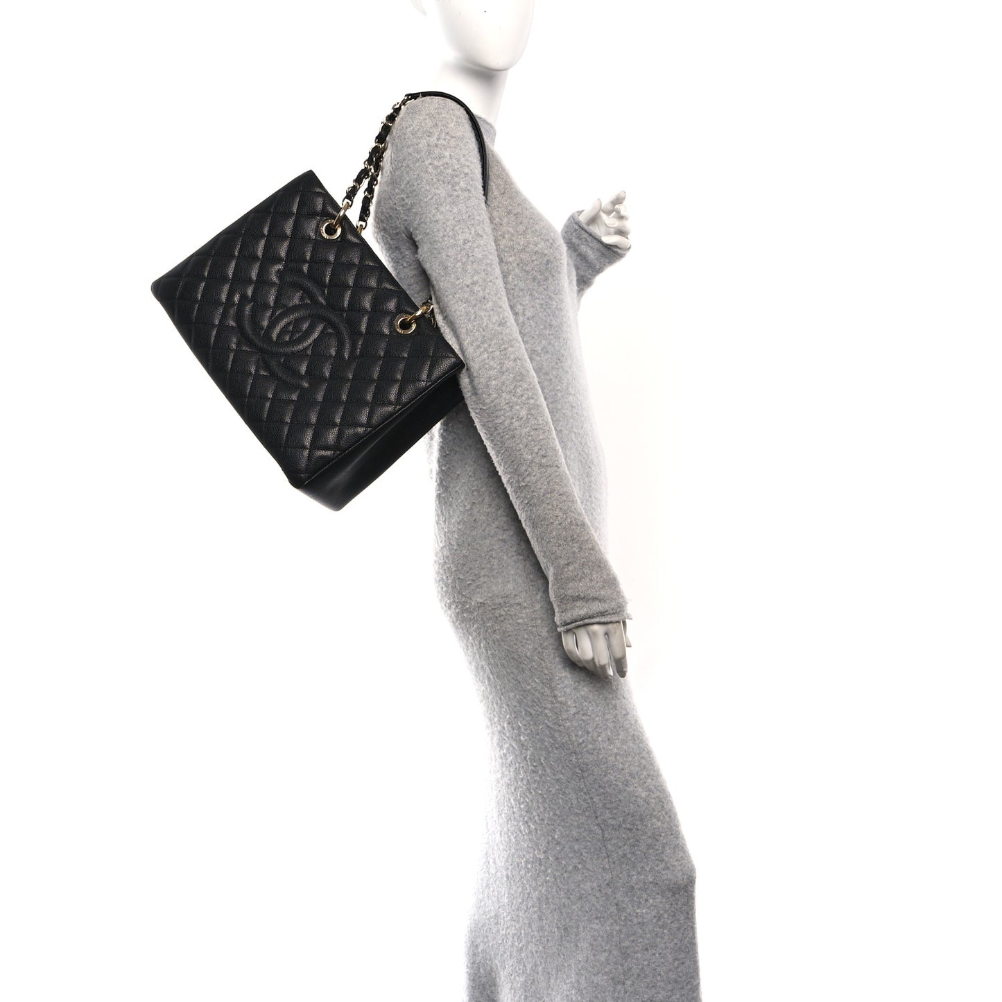 Caviar Quilted Grand Shopping Tote GST Black