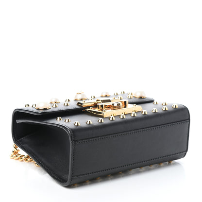 Gucci Calfskin Studded Small Padlock Shoulder Bag Black 4 of 10
