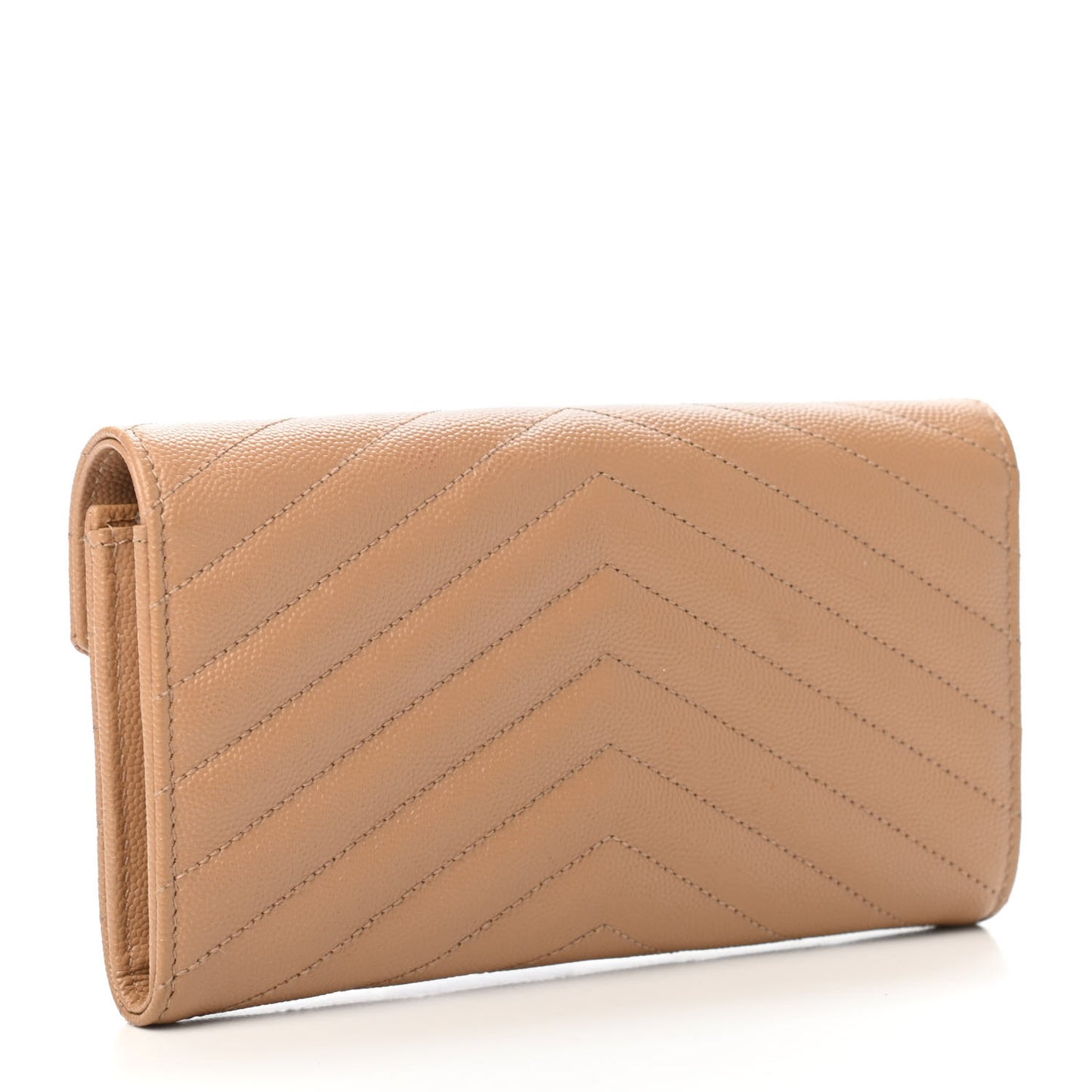 Grain De Poudre Matelasse Chevron Monogram Flap Wallet Dark Latte