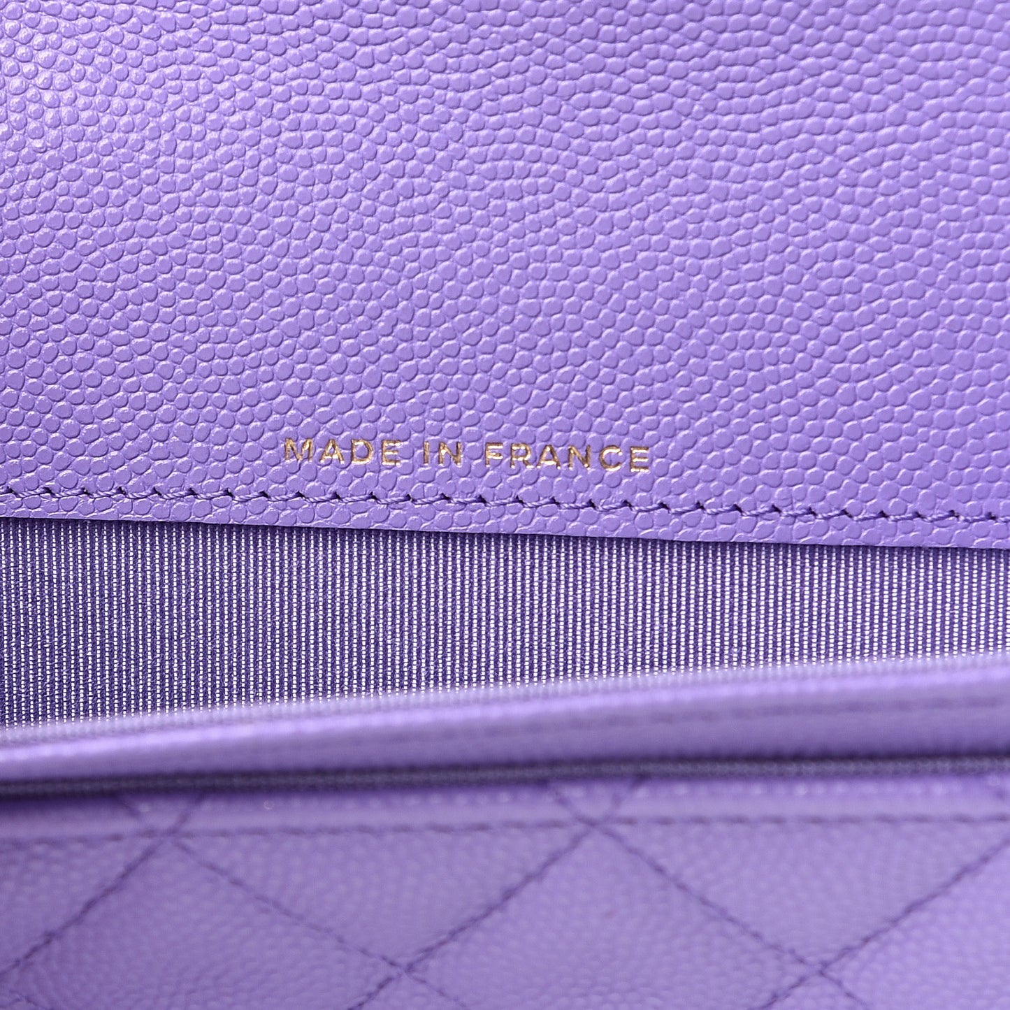 Caviar Quilted Flap Card Holder Wallet Purple