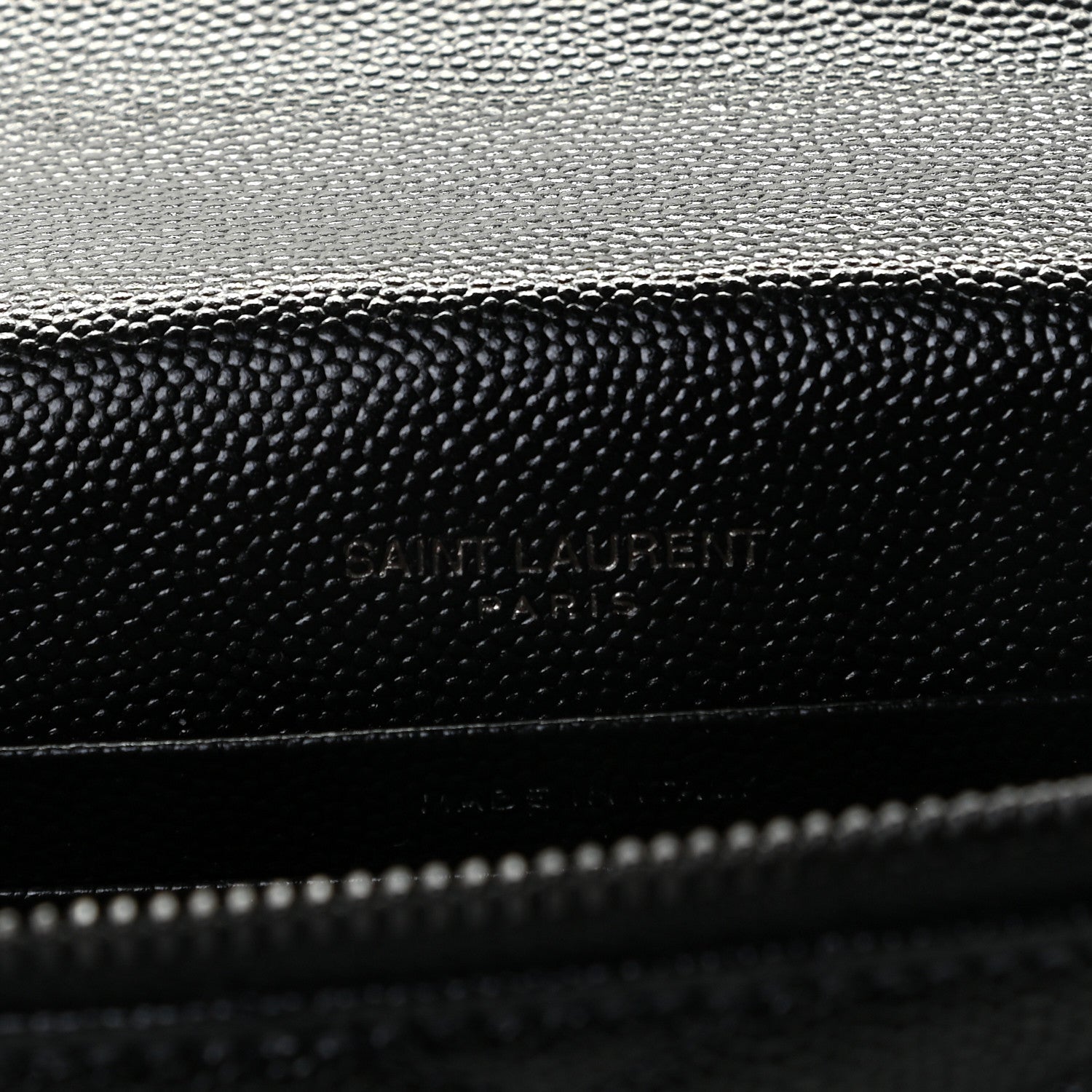 Saint Laurent Grain De Poudre Matelasse Chevron Monogram Monochrome Envelope Chain Wallet Black 5 of 6