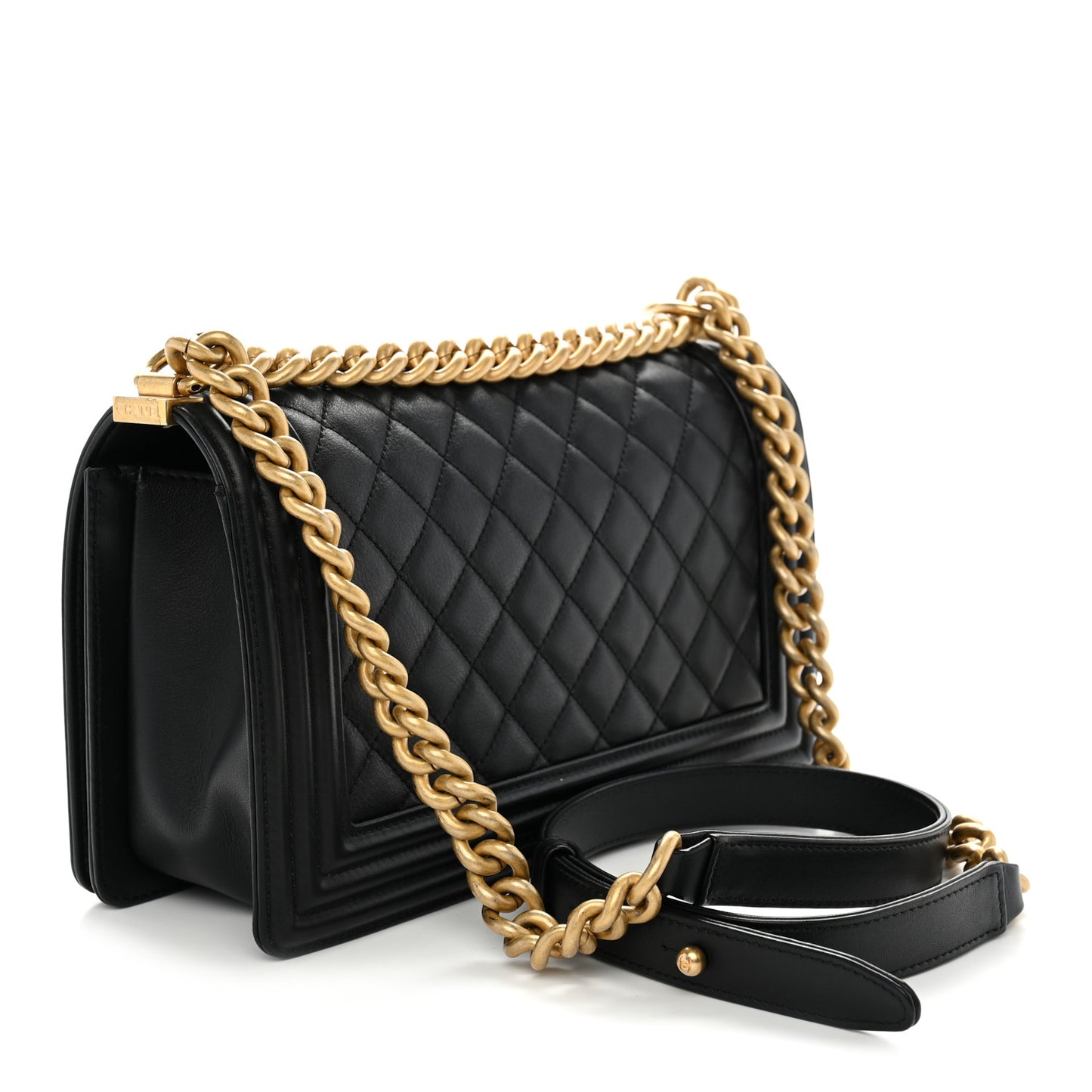 Calfskin Quilted Medium Boy Flap Black