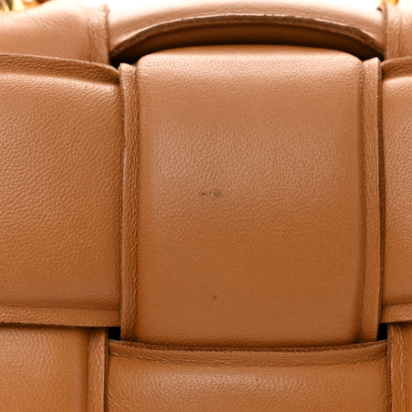 Lambskin Maxi Intreccio Padded Chain Cassette Crossbody Bag Caramel