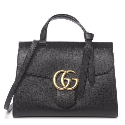 Gucci Calfskin Small GG Marmont Top Handle Bag Black 1 of 11