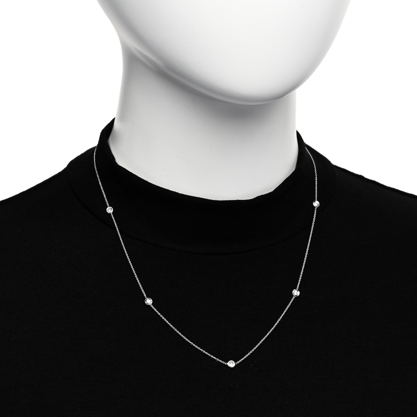 18K White Gold Diamond .23ctw Diamonds by the Inch Five Station Necklace