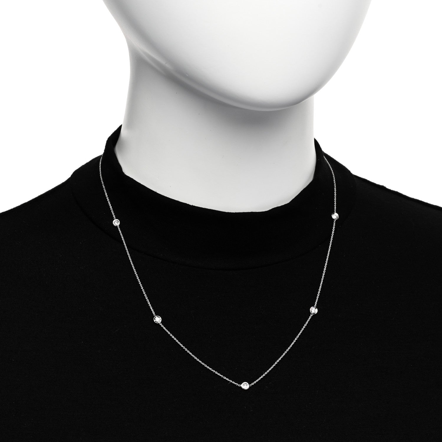 Roberto Coin 18K White Gold Diamond .23ctw Diamonds by the Inch Five Station Necklace 2 of 6
