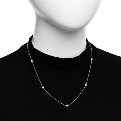 Roberto Coin 18K White Gold Diamond .23ctw Diamonds by the Inch Five Station Necklace 2 of 6