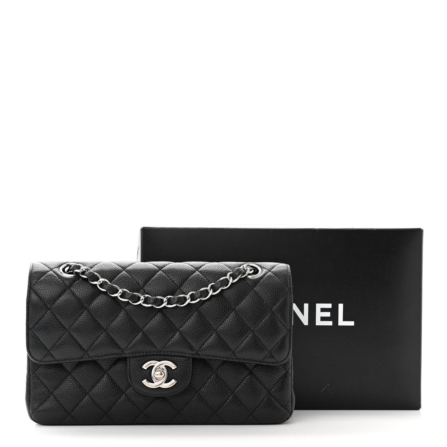 Caviar Quilted Small Double Flap Black