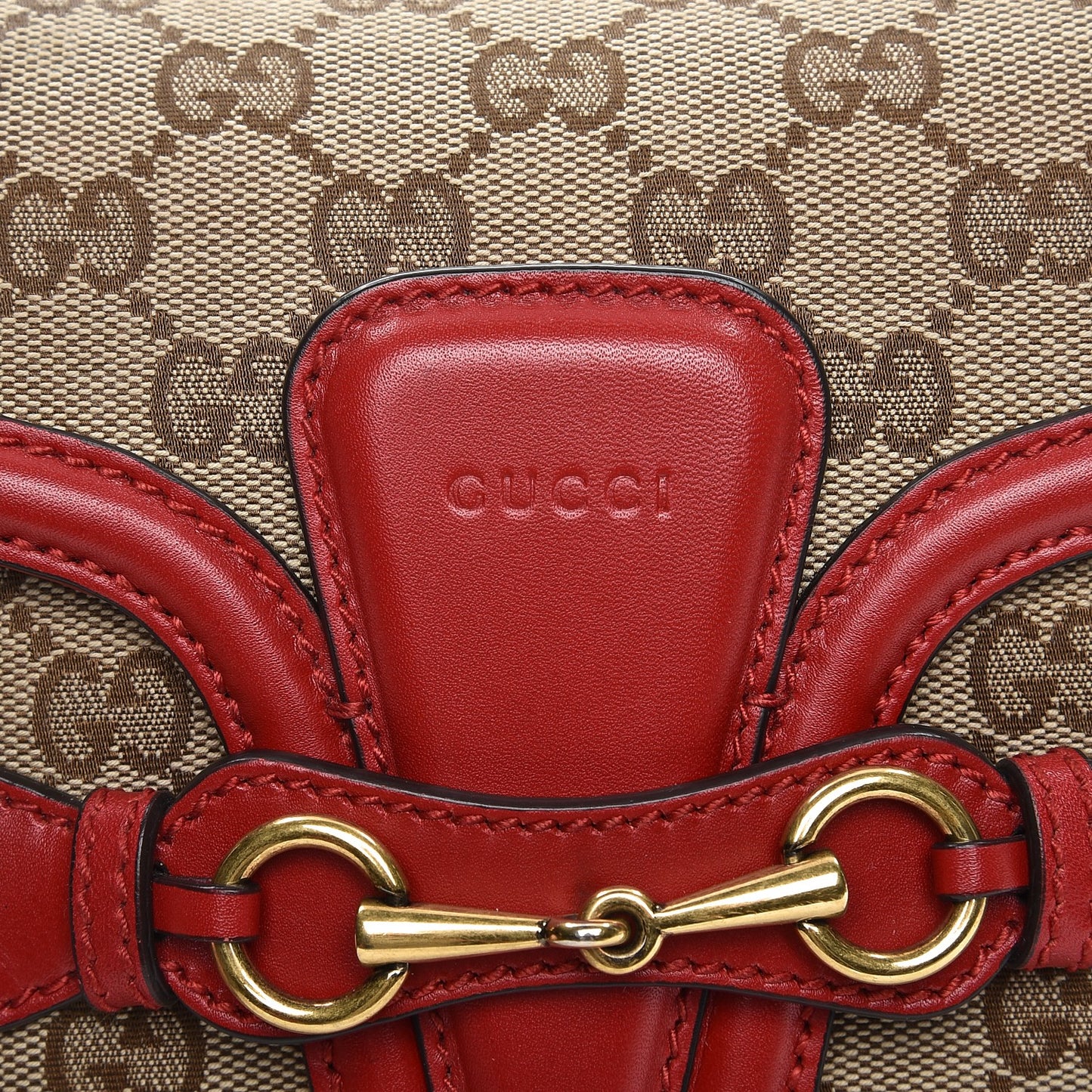 Monogram Ruinart Calfskin Small Lady Web Shoulder Bag Beige Ebony Hibiscus Red