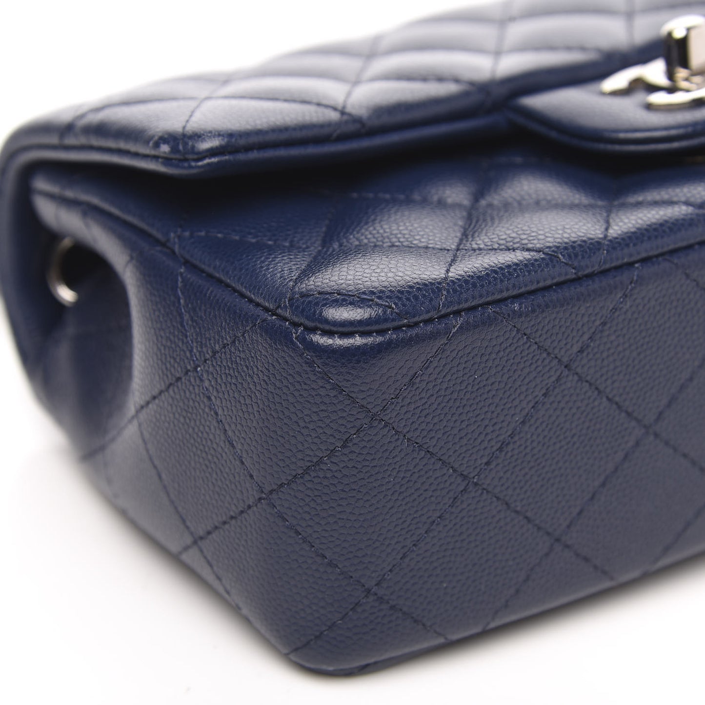 Caviar Quilted Mini Rectangular Flap Navy
