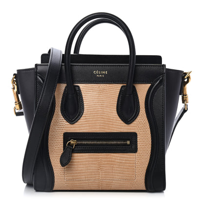 Celine Lizard Smooth Calfskin Nano Luggage Beige Black 1 of 4