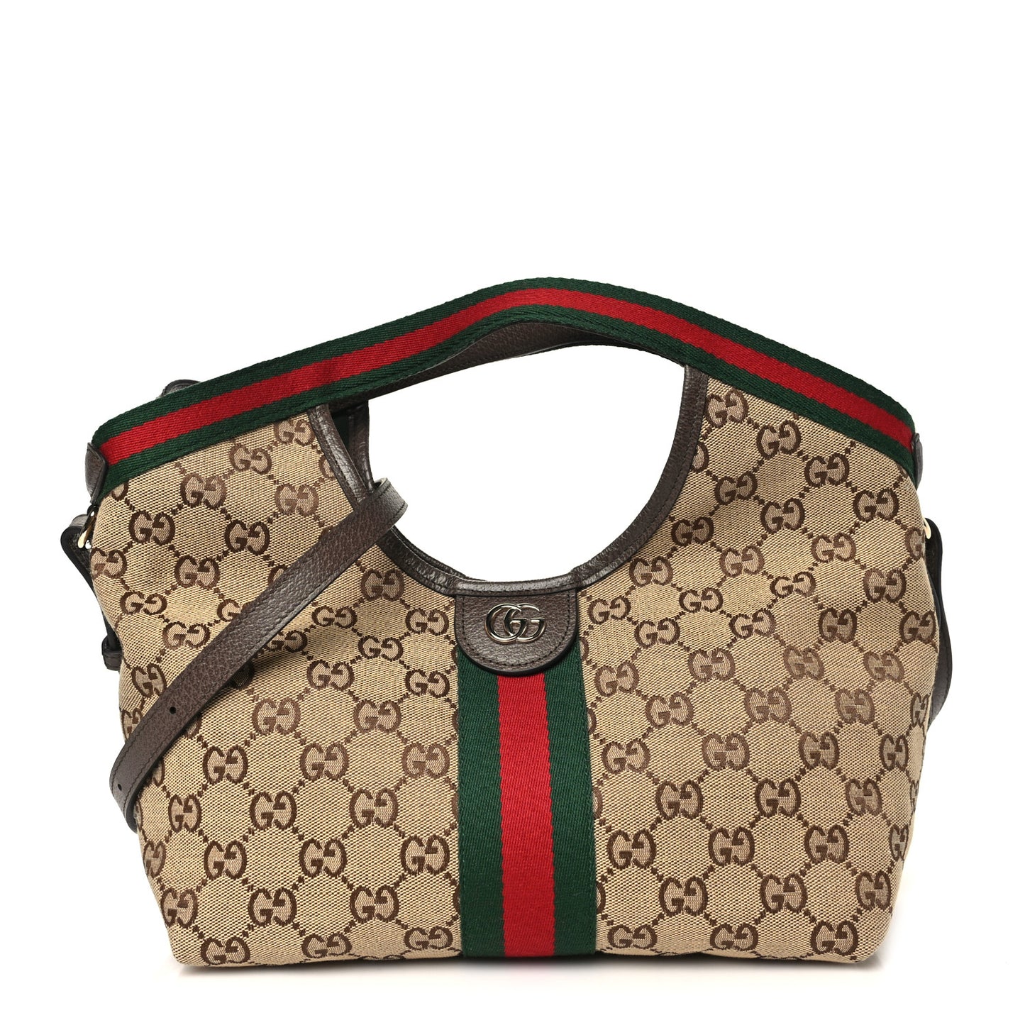 Monogram Web Small Giglio Tote Beige Dark Brown
