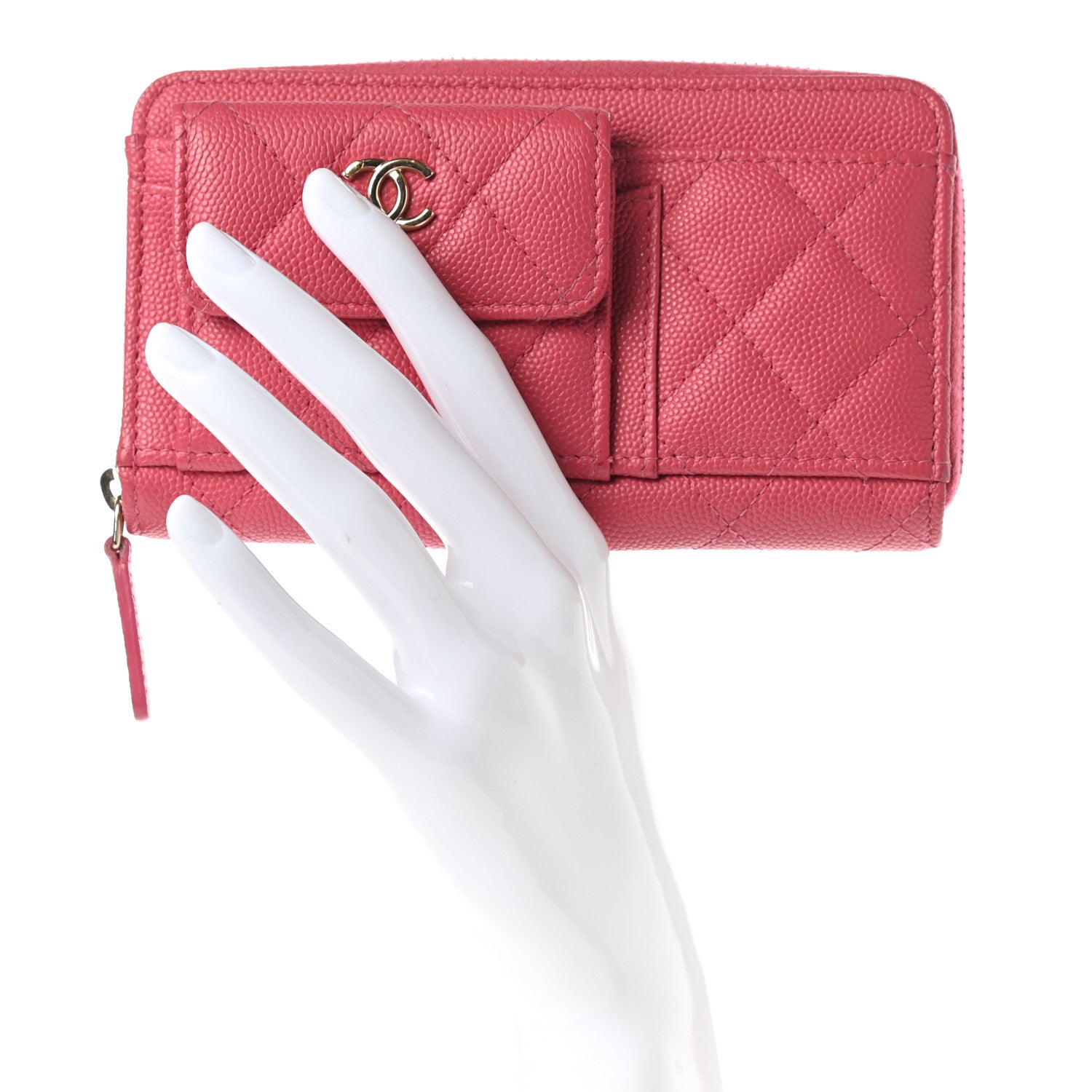 Chanel Caviar Quilted In & Out Zip Around Wallet Pink 2 of 7