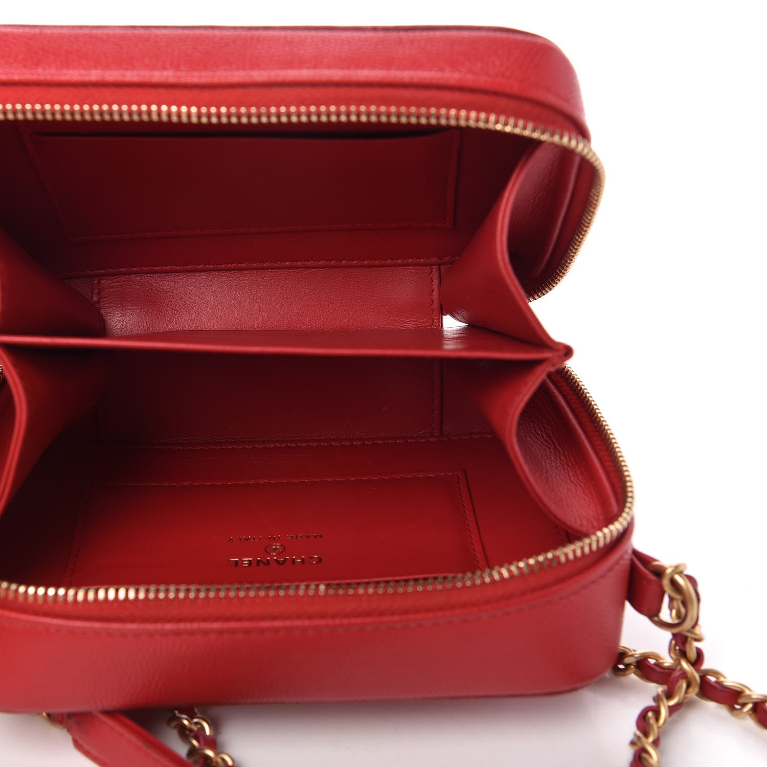 Chanel Caviar Quilted Filigree Vanity Clutch With Chain Red 5 of 10