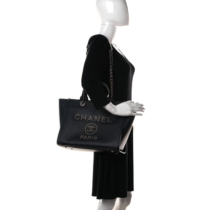 Chanel Caviar Small Studded Deauville Tote Blue 2 of 15