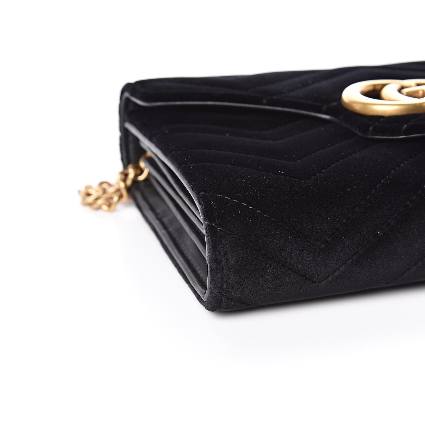 Velvet Matelasse GG Marmont Chain Wallet Black