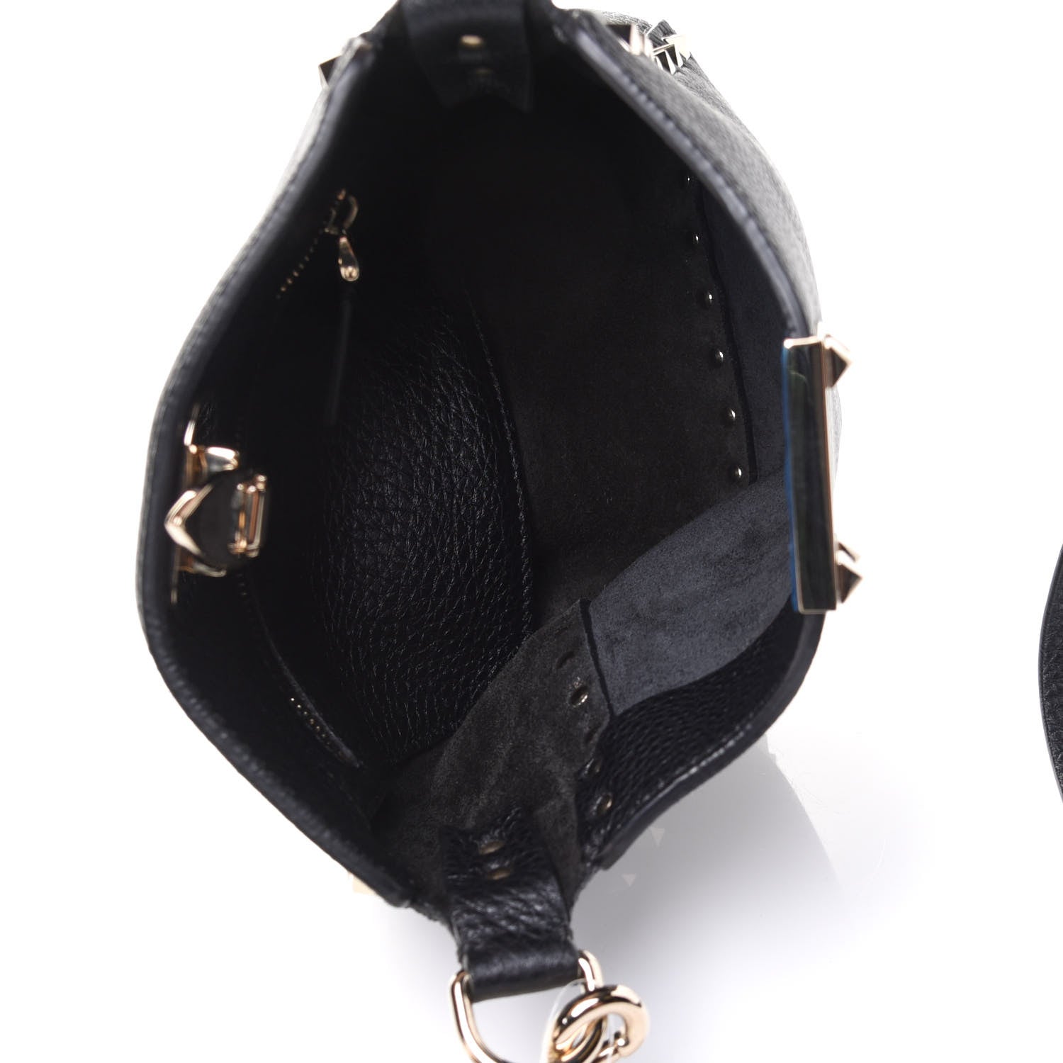 Valentino Garavani Pebbled Calfskin Mini Rockstud Flip-Lock Messenger Bag Black 4 of 4