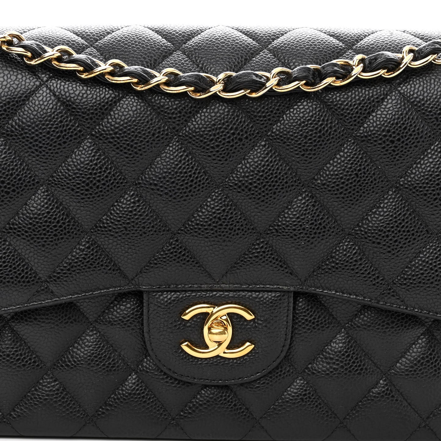 Caviar Quilted Jumbo Double Flap Black