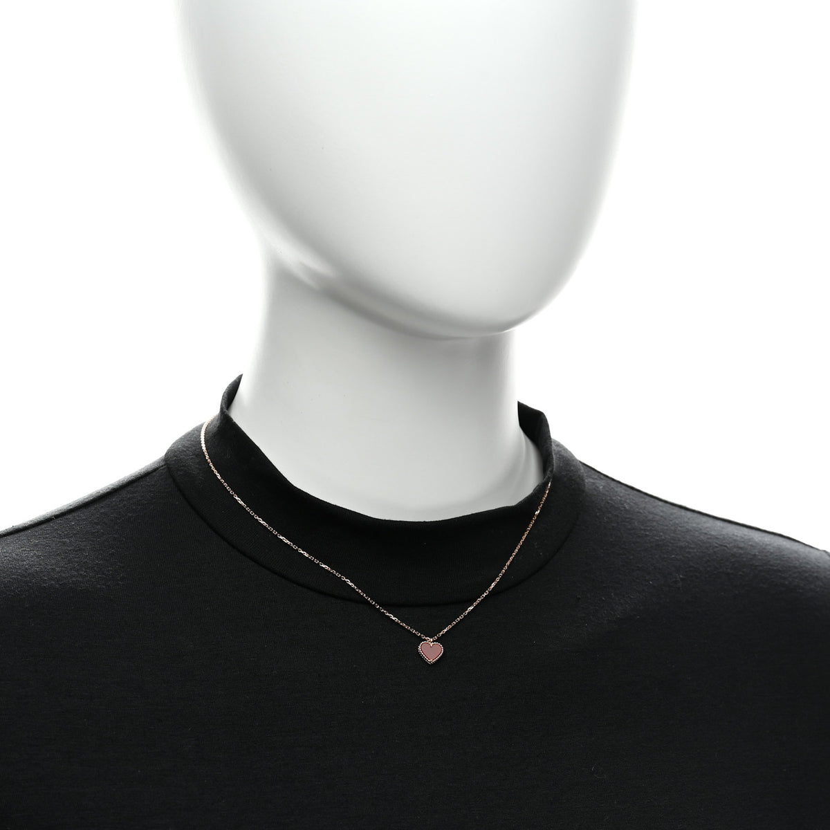 18K Rose Gold Carnelian Sweet Alhambra Heart Pendant Necklace