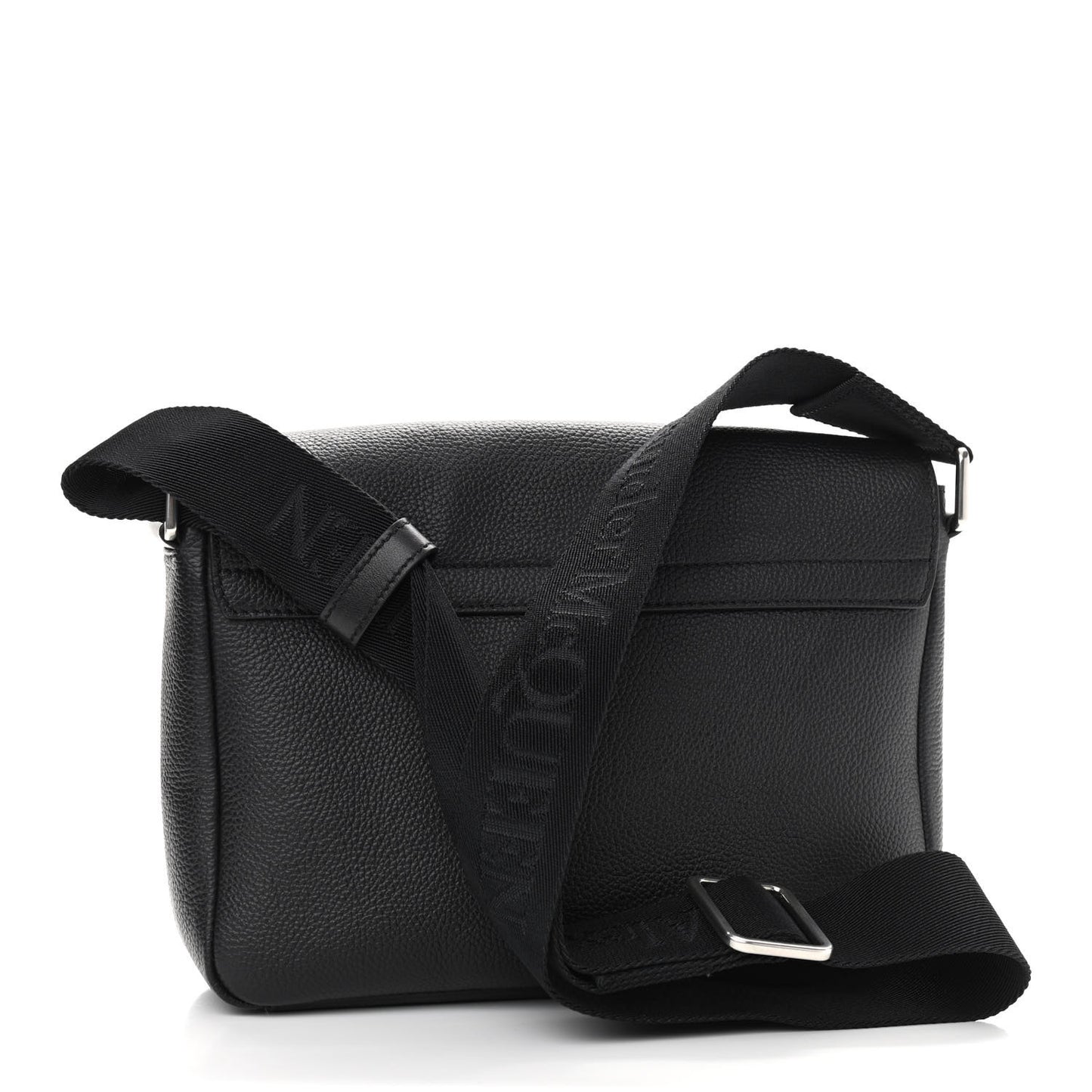 Grained Calfskin Crossbody Messenger Black