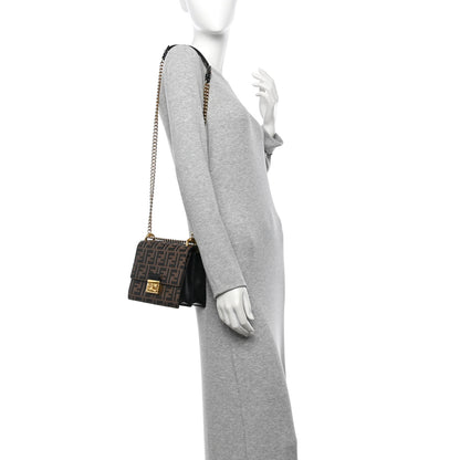 Fendi Vitello Liberty Bi-Color FF 1974 Embossed Small Kan U Shoulder Bag Maya Black 2 of 12