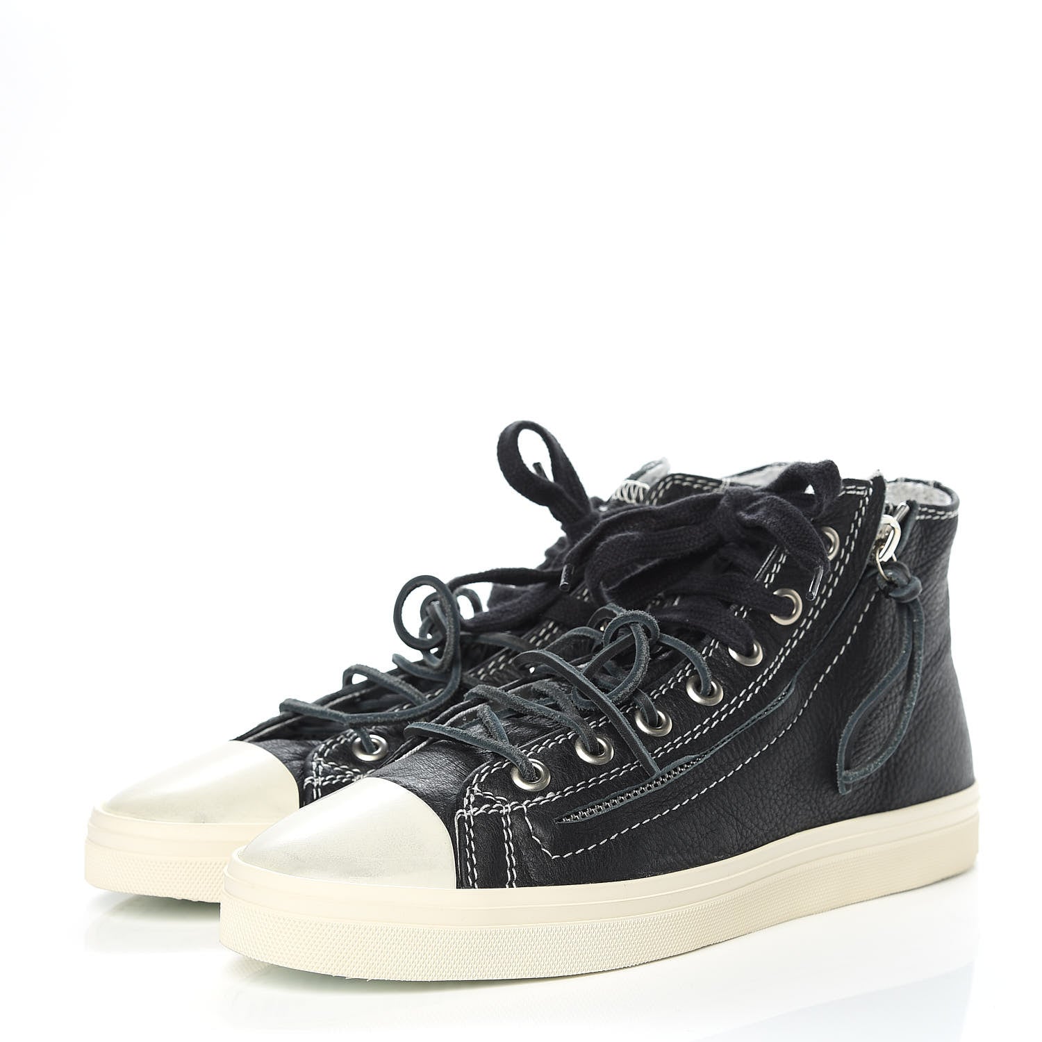 Saint Laurent Distressed Calfskin Womens Rivingston Womens High Top Sneakers 41 Black 3 of 11