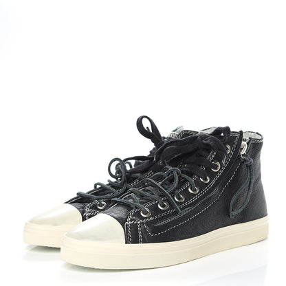 Saint Laurent Distressed Calfskin Womens Rivingston Womens High Top Sneakers 41 Black 3 of 11