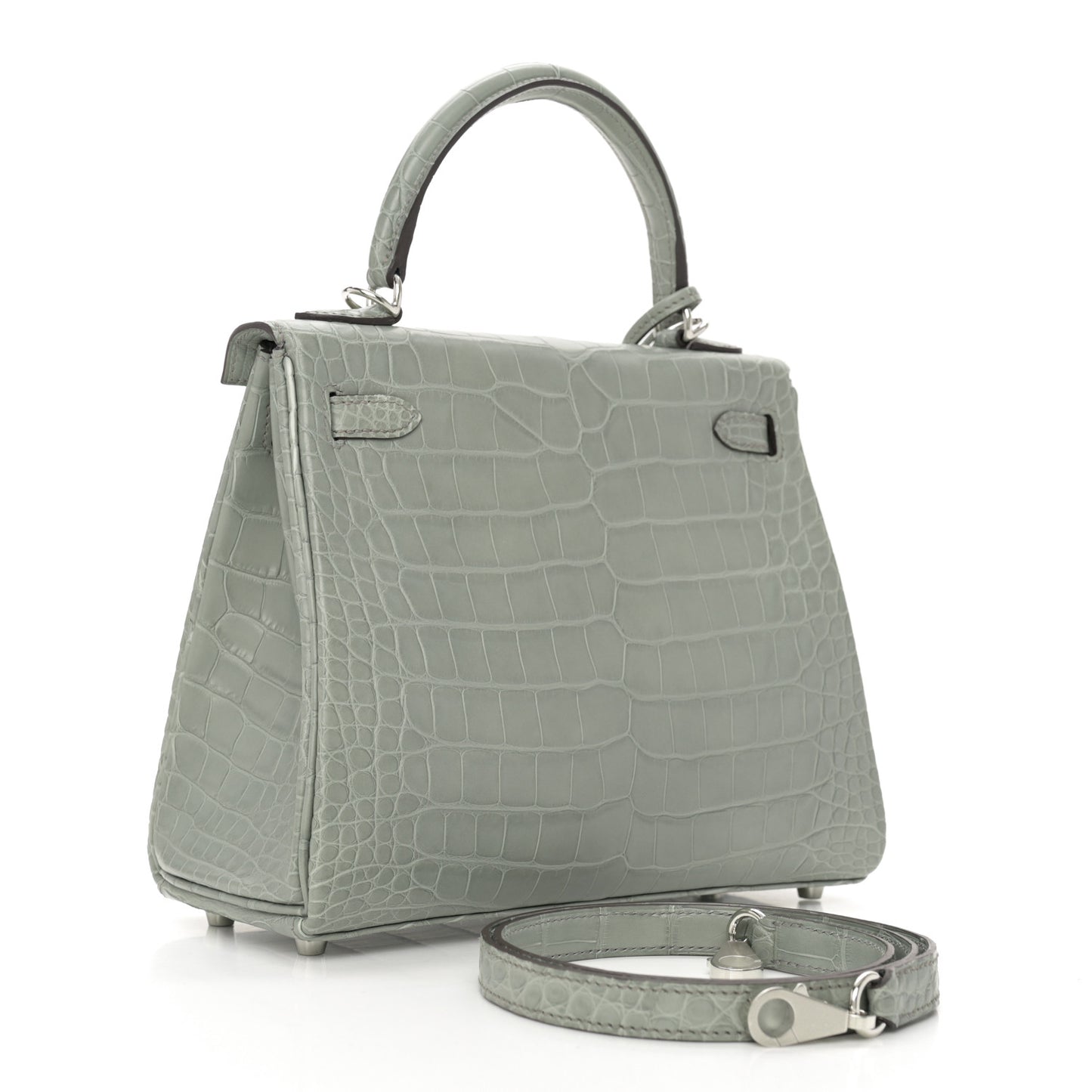 Matte Alligator Kelly Retourne 25 Gris Ciment