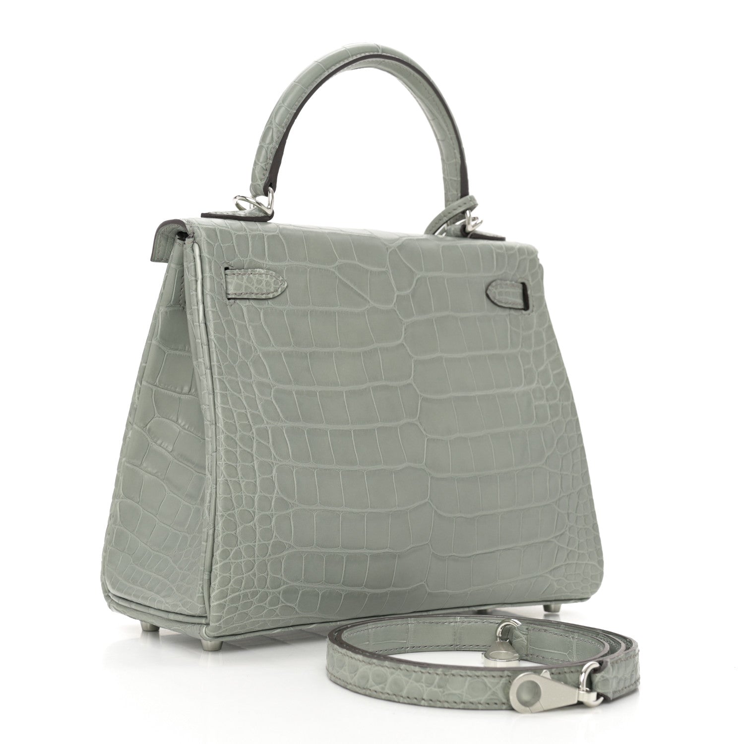 Hermes Matte Alligator Kelly Retourne 25 Gris Ciment 3 of 10
