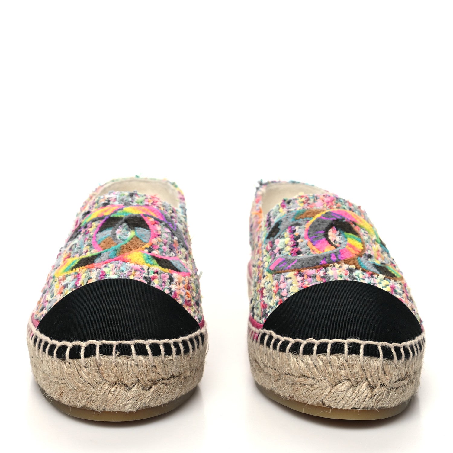 Chanel Tweed CC Espadrilles 39 Pink Multicolor Black 2 of 9