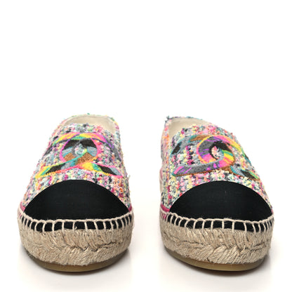 Chanel Tweed CC Espadrilles 39 Pink Multicolor Black 2 of 9