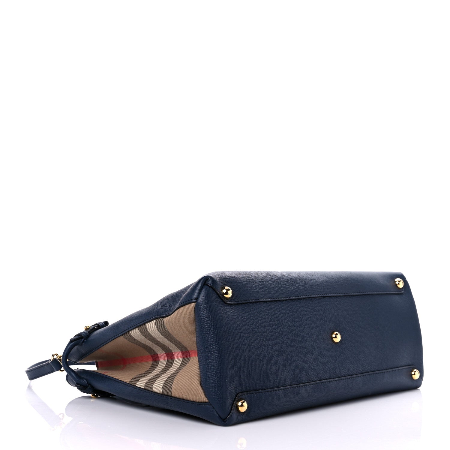 Burberry Derby Calfskin House Check Medium Banner Tote Ink Blue 4 of 15