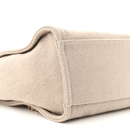 Chanel Mixed Fibers Calfskin Small Deauville Tote Beige White 10 of 12