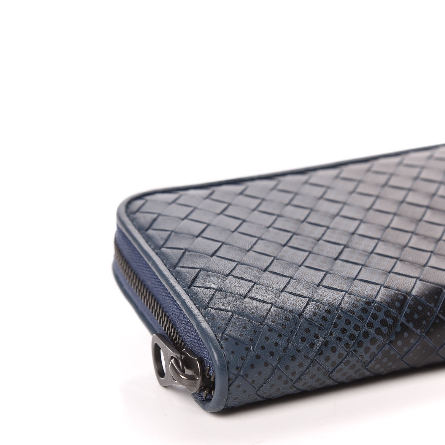 Bottega Veneta Nappa Intrecciato Gradient Spotted Zip Around Wallet Black Denim 5 of 10