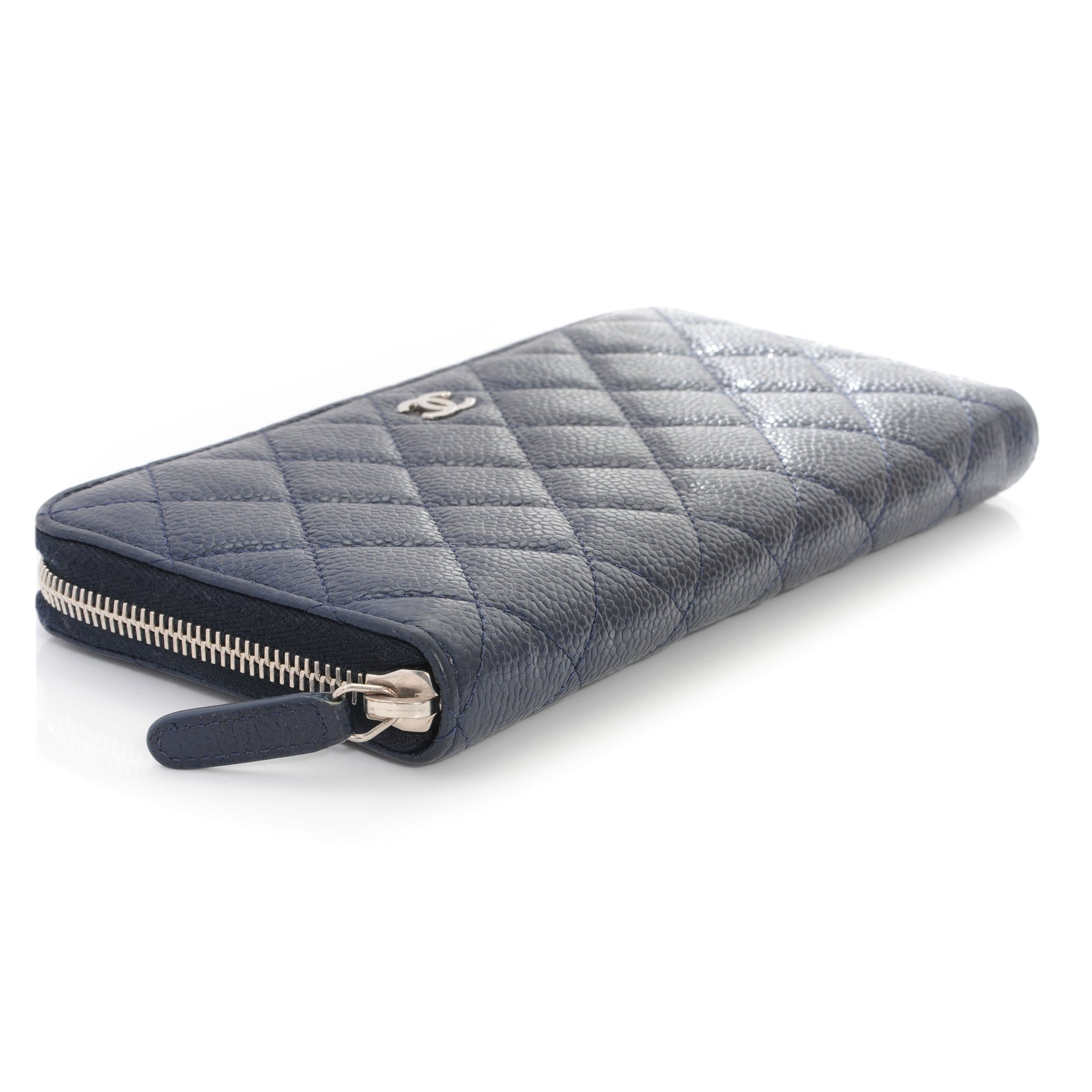 Chanel Caviar Quilted Zip Around Wallet Navy 3 of 8