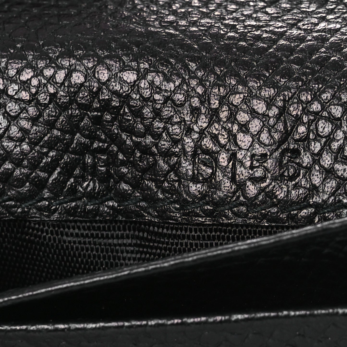 Pebbled Calfskin Flap Card Holder Black