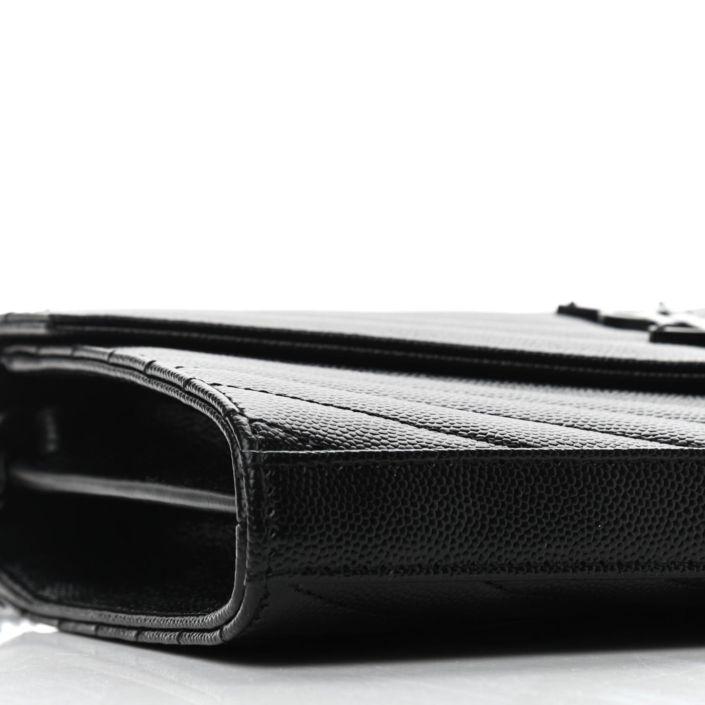 Grain De Poudre Matelasse Chevron Monogram Chain Wallet Black