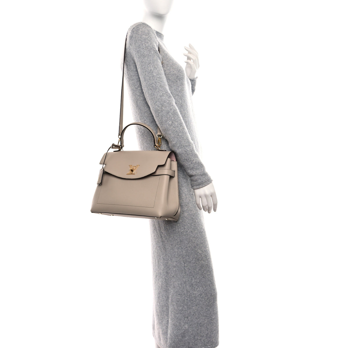 Louis Vuitton Soft Calfskin Lockme Ever MM Greige 2 of 8