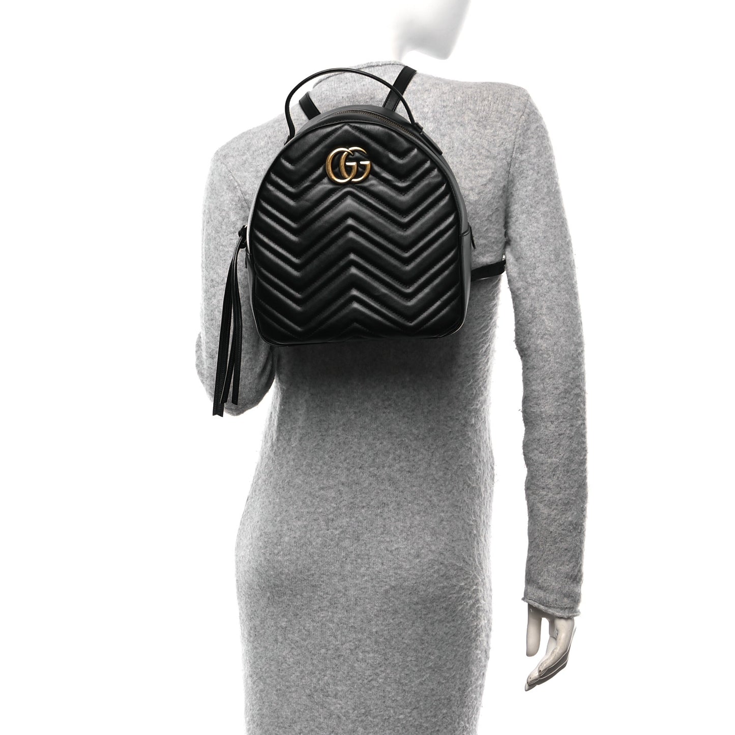 Calfskin Matelasse GG Marmont Backpack Black