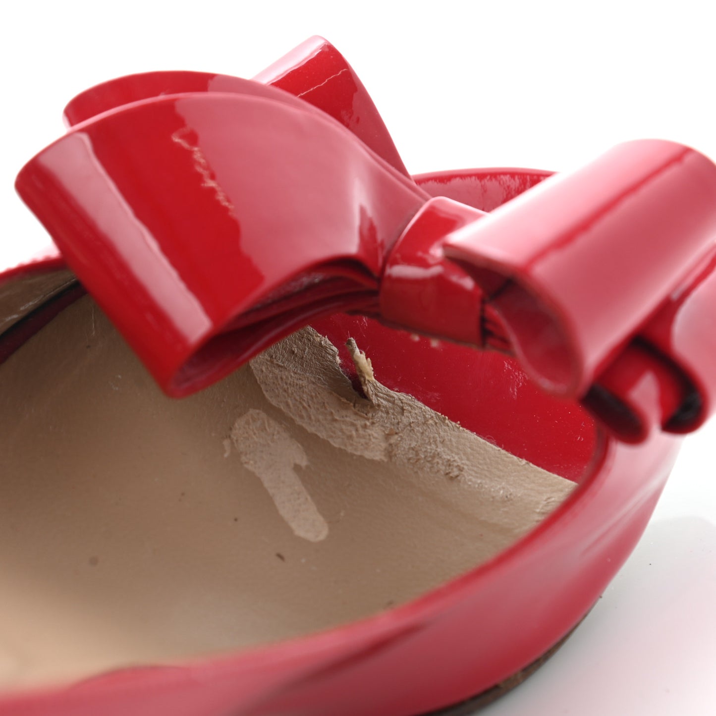 Patent Couture Bow Peep Toe Low Heel Pumps 39 Rosso Valentino
