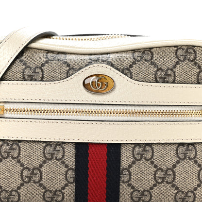 Gucci GG Supreme Monogram Textured Calfskin Web Mini Ophidia Shoulder Bag Beige Ebony Mystic White 8 of 11